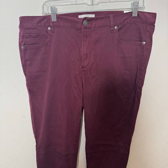 LOFT Burgundy Skinny Legging Jeans Women’s Size 14 / 32 Stretch Pants - Picture 2 of 14